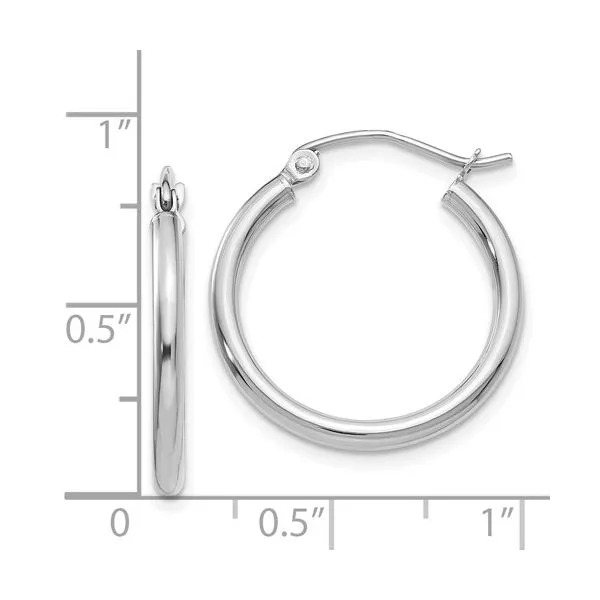 14 Karat White Gold 20mm Hoops Image 3 Toner Jewelers Overland Park, KS