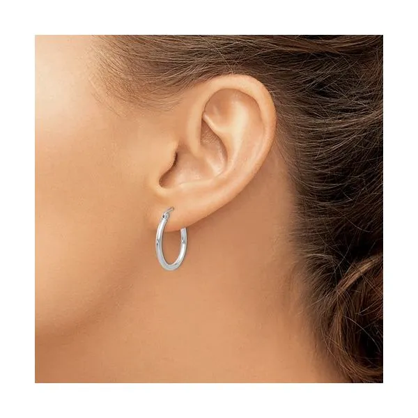 14 Karat White Gold 20mm Hoops Image 4 Toner Jewelers Overland Park, KS
