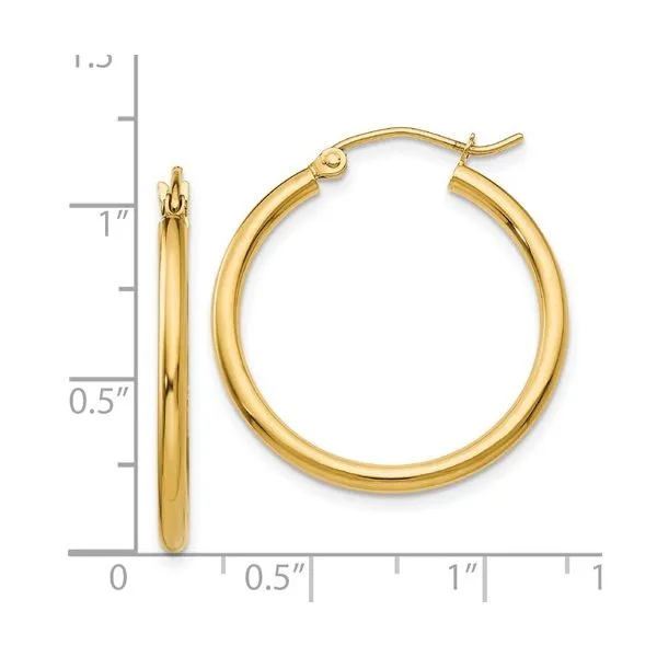 14 Karat Yellow Gold 25mm Hoops Image 3 Toner Jewelers Overland Park, KS