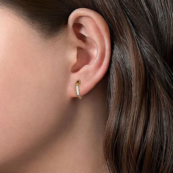 Gabriel & Co. 14K Yellow Gold Geometric Huggie Earrings Image 2 Toner Jewelers Overland Park, KS