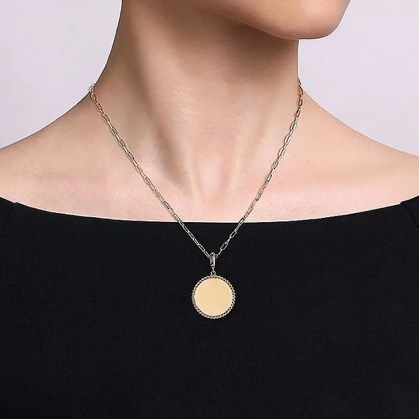 Gabriel & Co.14K Yellow Gold Medallion Pendant Image 4 Toner Jewelers Overland Park, KS