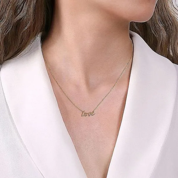 Gabriel & Co. 14K Yellow Gold Love Necklace Image 3 Toner Jewelers Overland Park, KS