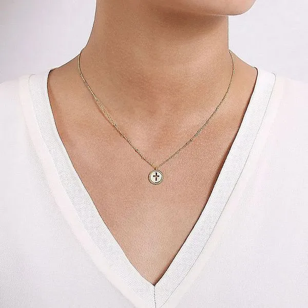 Gabriel & Co. 14k Yellow Gold Bujukan Cross Necklace Image 3 Toner Jewelers Overland Park, KS