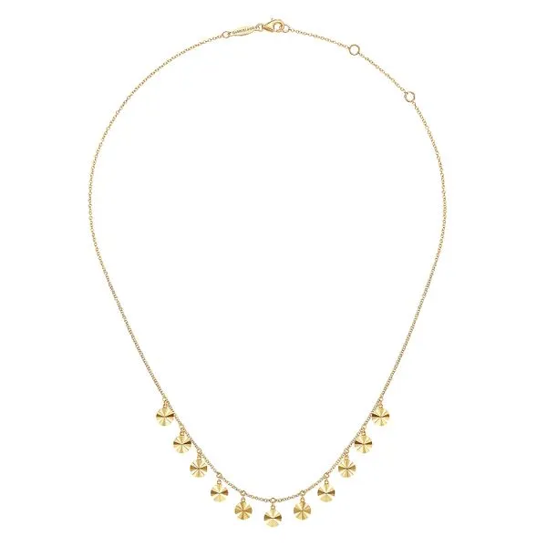 Gabriel & Co. 14K Yellow Gold Disc Drop Necklace Image 2 Toner Jewelers Overland Park, KS