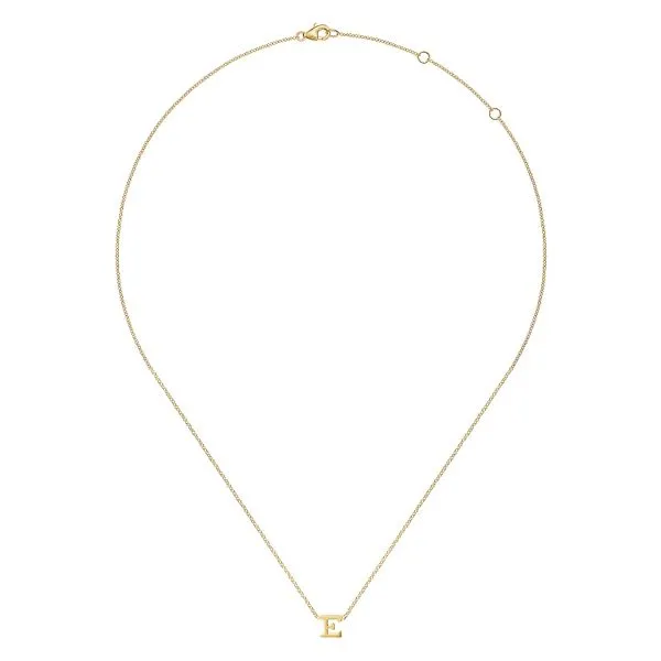 Gabriel & Co. 14K Yellow Gold E Initial Necklace Image 2 Toner Jewelers Overland Park, KS