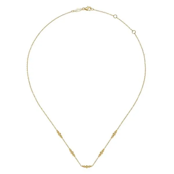 Gabriel & Co. 14K Yellow Gold Graduated Bead Station Necklace Image 2 Toner Jewelers Overland Park, KS