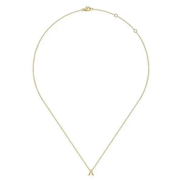 Gabriel & Co. 14k Yellow Gold A Initial Necklace Image 3 Toner Jewelers Overland Park, KS