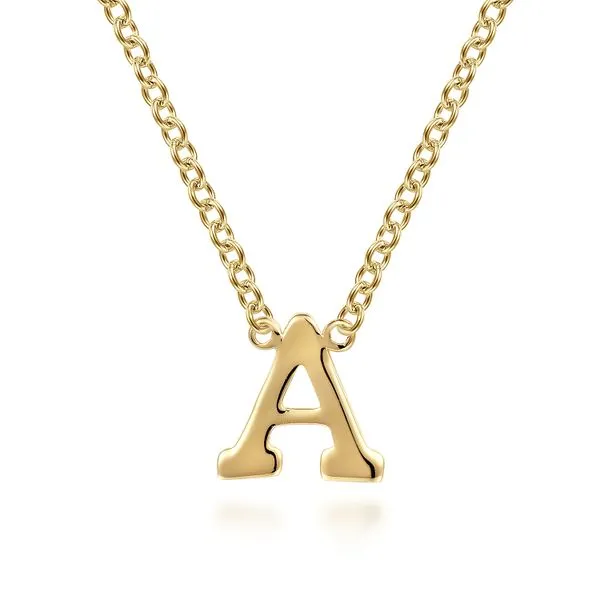 Gabriel & Co. 14k Yellow Gold A Initial Necklace Toner Jewelers Overland Park, KS