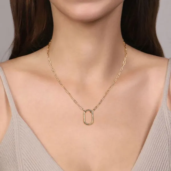 Gabriel & Co. 14k Yellow Gold Chain Necklace with Rectangular Drop Image 3 Toner Jewelers Overland Park, KS
