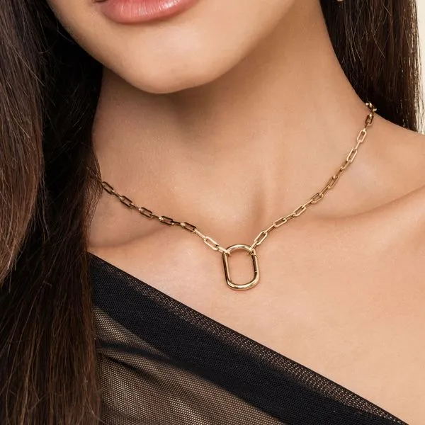 Gabriel & Co. 14k Yellow Gold Chain Necklace with Rectangular Drop Image 4 Toner Jewelers Overland Park, KS
