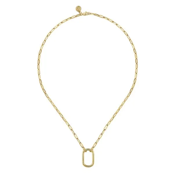 Gabriel & Co. 14k Yellow Gold Chain Necklace with Rectangular Drop Toner Jewelers Overland Park, KS