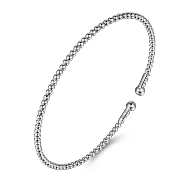 Gabriel & Co. 14K White Gold Beaded Bujukan Bangle Image 2 Toner Jewelers Overland Park, KS