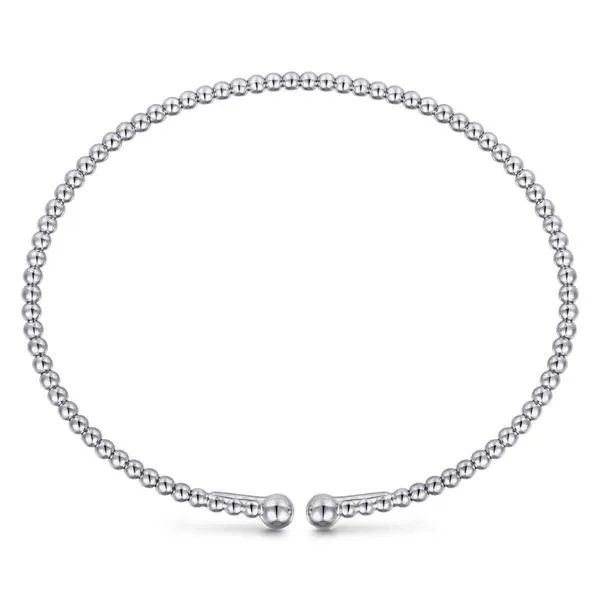 Gabriel & Co. 14K White Gold Beaded Bujukan Bangle Image 2 Toner Jewelers Overland Park, KS