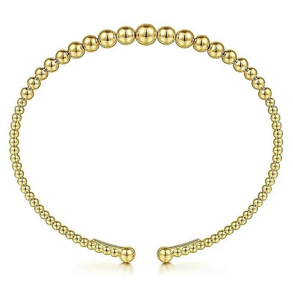 Gabriel & Co. 14K Yellow Gold Tapered Bujukan Bead Bangle Image 3 Toner Jewelers Overland Park, KS
