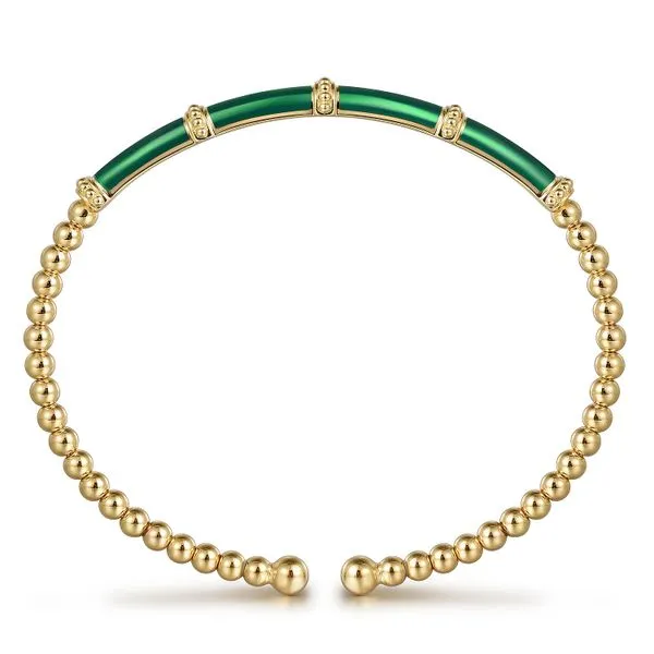 Gabriel & Co. 14K Yellow Gold Green Enamel Bujukan Bangle Image 2 Toner Jewelers Overland Park, KS