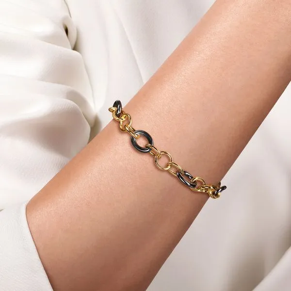 Gabriel & Co. 14K Yellow Gold and Black Ceramic Bracelet Image 3 Toner Jewelers Overland Park, KS