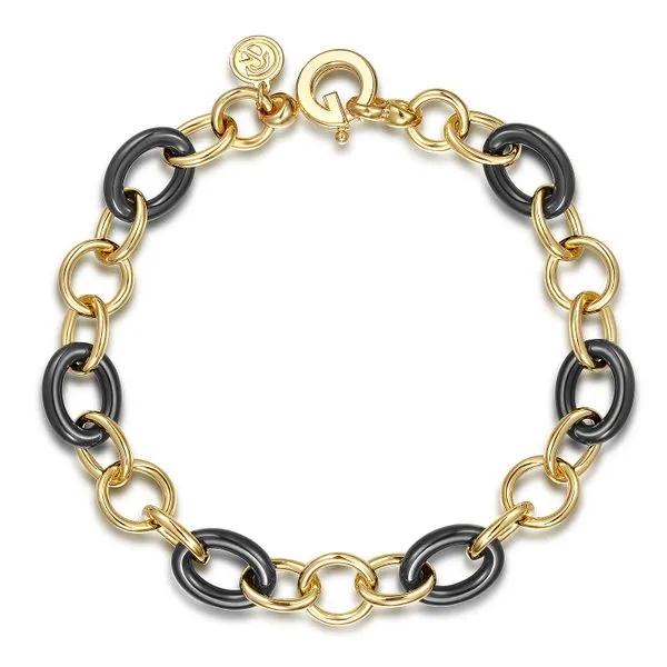 Gabriel & Co. 14K Yellow Gold and Black Ceramic Bracelet Toner Jewelers Overland Park, KS