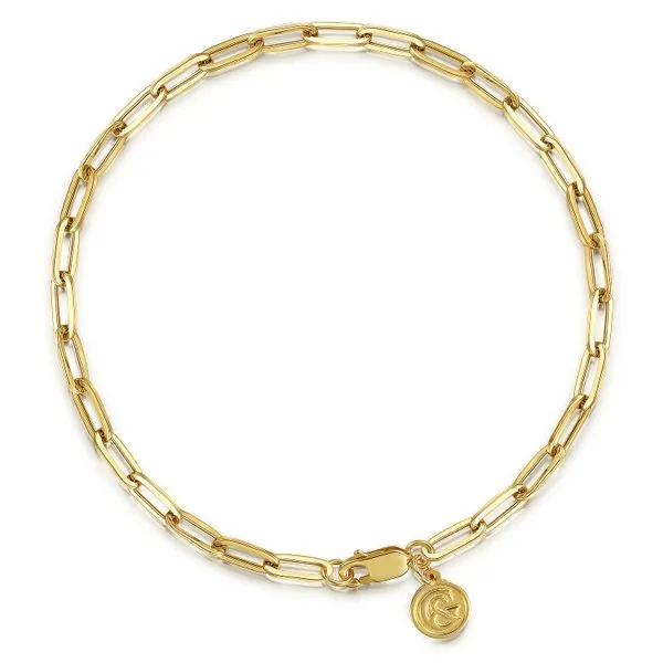 Gabriel & Co. 14 Karat Yellow Gold Hollow Paperclip Chain Bracelet Toner Jewelers Overland Park, KS