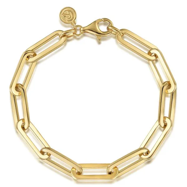 Gabriel & Co. 14k Yellow Gold Hollow Paperclip Chain Bracelet Toner Jewelers Overland Park, KS
