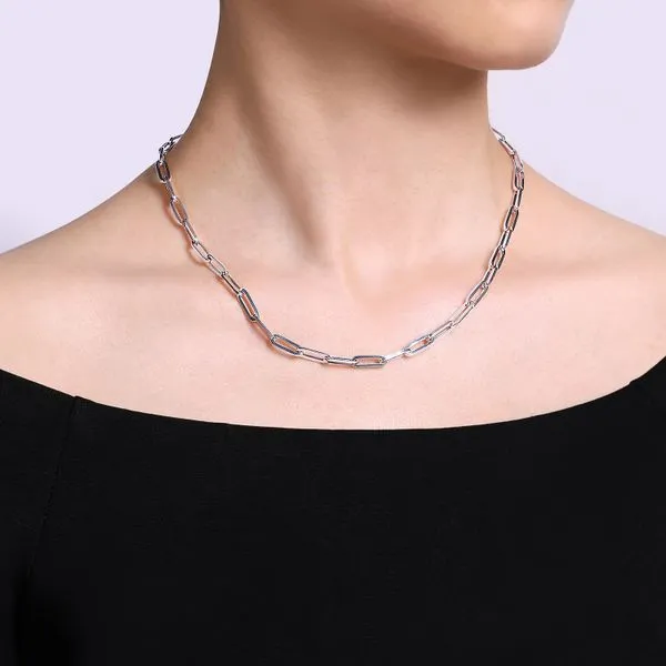 Gabriel & Co. Silver Paper Clip Chain Necklace Image 3 Toner Jewelers Overland Park, KS