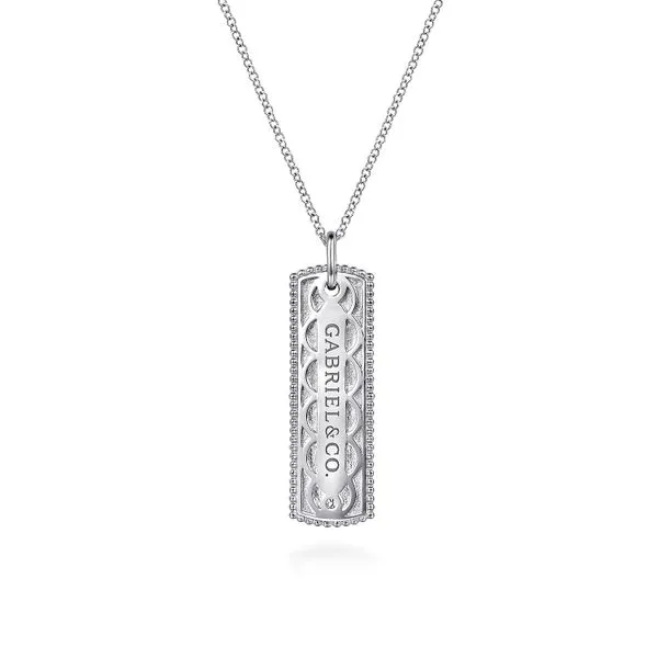 Gabriel and Co. Silver Bujukan Diamond ID Necklace Image 2 Toner Jewelers Overland Park, KS
