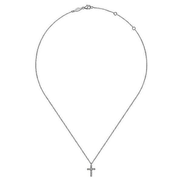 Gabriel & Co. Silver Diamond Cross Pendant Necklace Image 2 Toner Jewelers Overland Park, KS