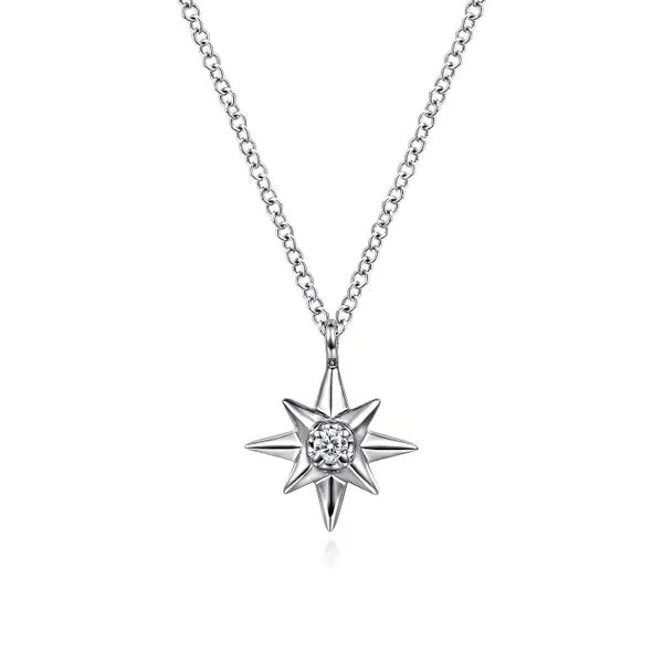 Gabriel & Co. Sterling Silver Diamond Star Necklace Toner Jewelers Overland Park, KS