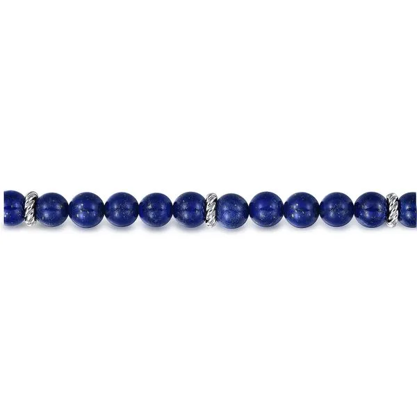 Gabriel & Co. Sterling Silver 8mm Lapis Beaded Bracelet Image 3 Toner Jewelers Overland Park, KS