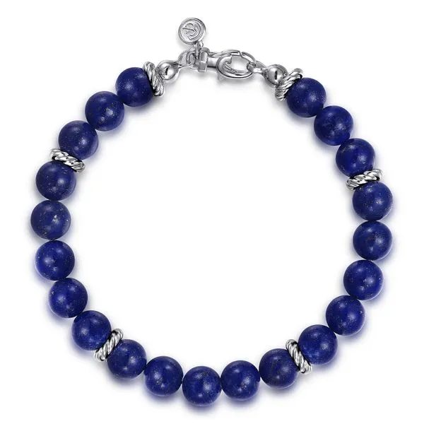 Gabriel & Co. Sterling Silver 8mm Lapis Beaded Bracelet Toner Jewelers Overland Park, KS