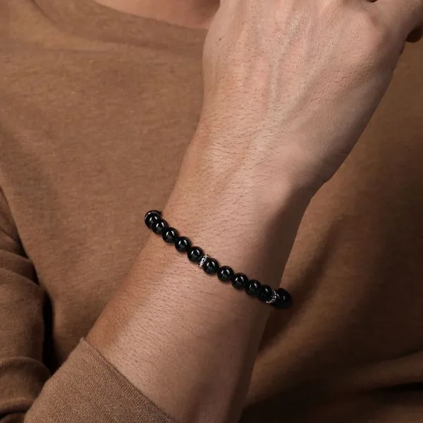 Gabriel & Co.  Sterling Silver 8mm Onyx Beaded Bracelet Image 3 Toner Jewelers Overland Park, KS