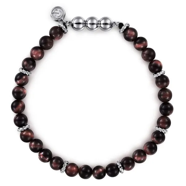Gabriel & Co. Sterling Silver 6mm Tiger Eye Beaded Bracelet Image 2 Toner Jewelers Overland Park, KS