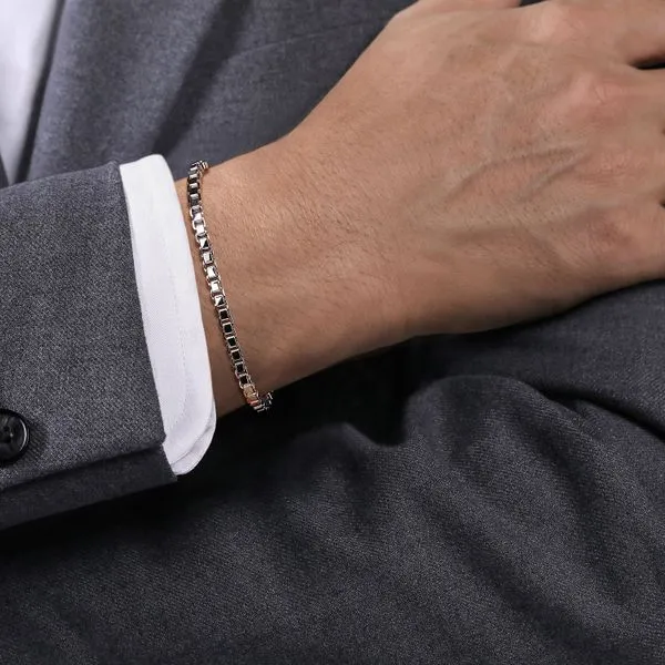 Gabriel & Co. Sterling Silver Solid Men's Box chain bracelet Image 2 Toner Jewelers Overland Park, KS