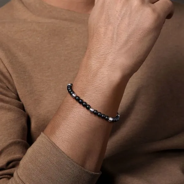Gabriel & Co. Sterling Silver 6mm Black Titanium Sandblast Beaded Bracelet Image 2 Toner Jewelers Overland Park, KS