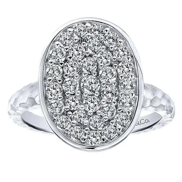 Gabriel & Co. Silver White Sapphire Oval Cluster Ring Image 4 Toner Jewelers Overland Park, KS