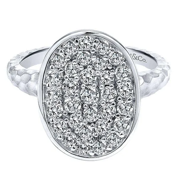 Gabriel & Co. Silver White Sapphire Oval Cluster Ring Toner Jewelers Overland Park, KS