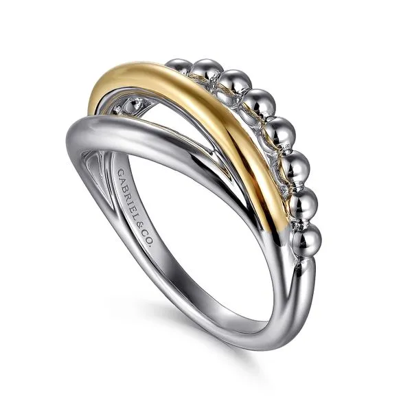 Gabriel & Co. Silver and 14K Yellow Gold Bujukan Ring Image 2 Toner Jewelers Overland Park, KS