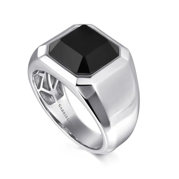 Gabriel & Co. Sterling Silver Signet Silver Ring Image 2 Toner Jewelers Overland Park, KS