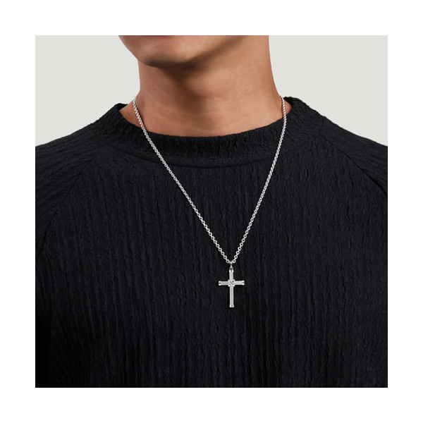 Gabriel & Co. Sterling Silver Twisted Rope Cross Pendant Image 4 Toner Jewelers Overland Park, KS