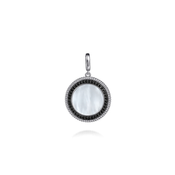 Gabriel & Co. Sterling Silver White Mother of Pearl & Black Spinel Pendant Toner Jewelers Overland Park, KS