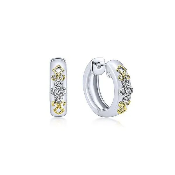Gabriel & Co. Silver & Diamond Huggies Toner Jewelers Overland Park, KS