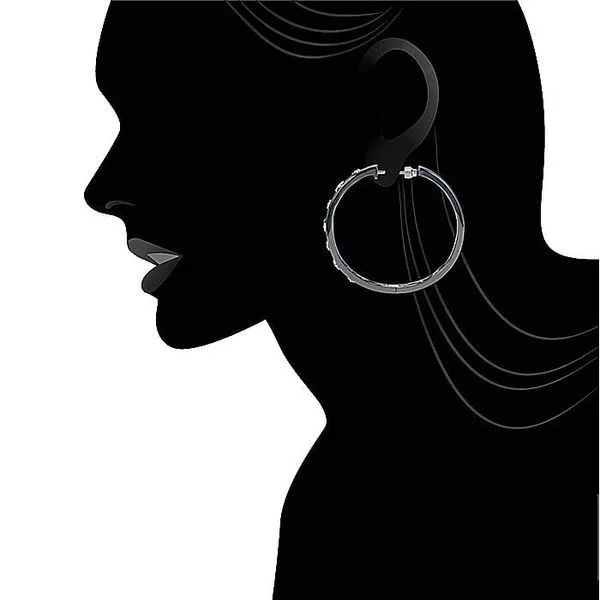 Gabriel & Co. Silver Hoop Earrings with Diamonds Image 4 Toner Jewelers Overland Park, KS