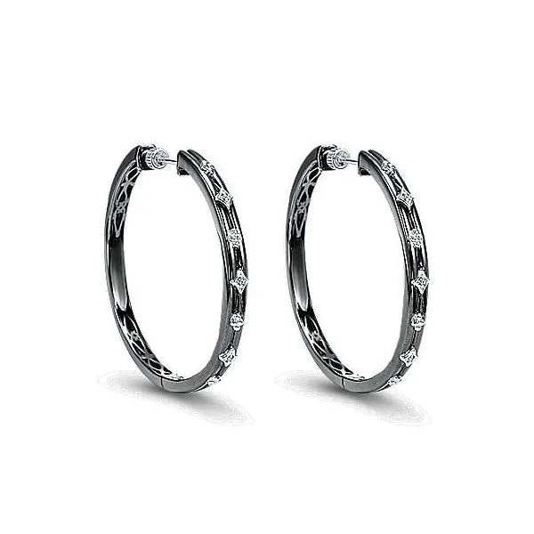 Gabriel & Co. Silver Hoop Earrings with Diamonds Toner Jewelers Overland Park, KS