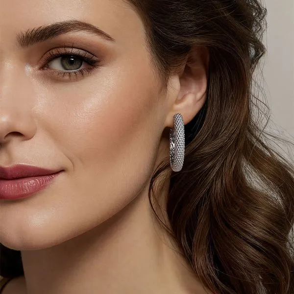 Gabriel & Co. Silver Bujukan Hoop Earrings Image 2 Toner Jewelers Overland Park, KS