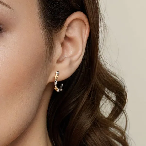 Gabriel & Co. 14k Yellow Gold and Sterling Silver J Hoop Earrings Image 3 Toner Jewelers Overland Park, KS
