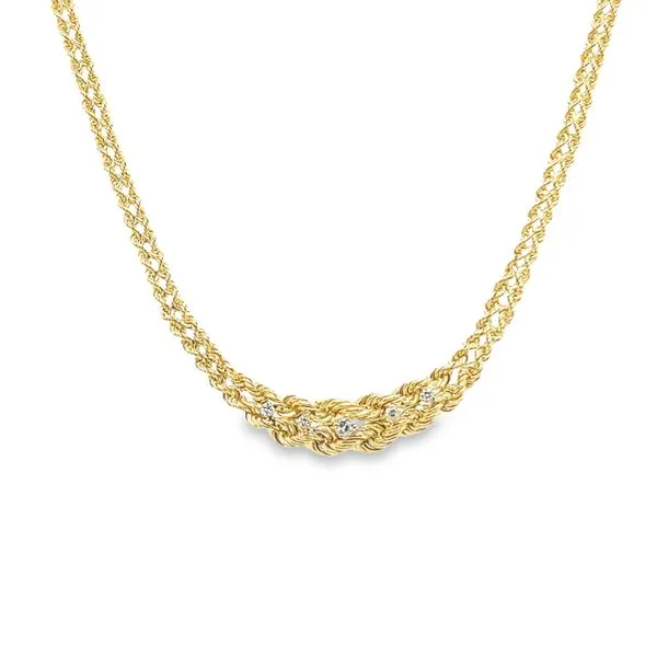 Estate 14k Yellow Gold Rope Chain Diamond Necklace Toner Jewelers Overland Park, KS