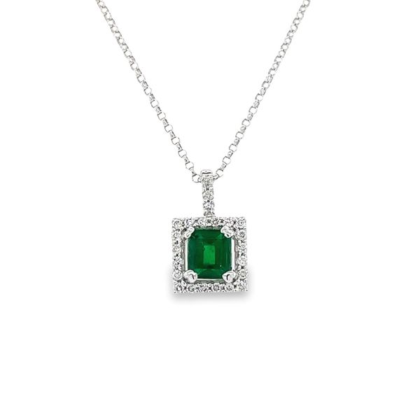 Estate 14k White Gold Emerald and Diamond Necklace Toner Jewelers Overland Park, KS