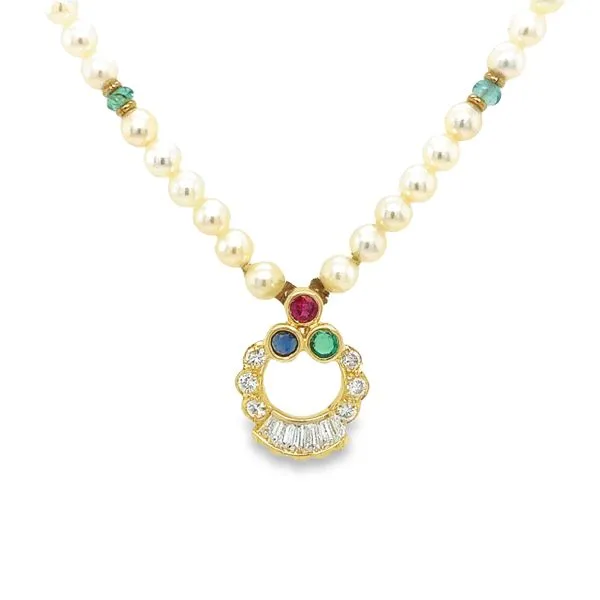 Estate 14k Pearl, Diamond and Gem Stone Necklace Toner Jewelers Overland Park, KS