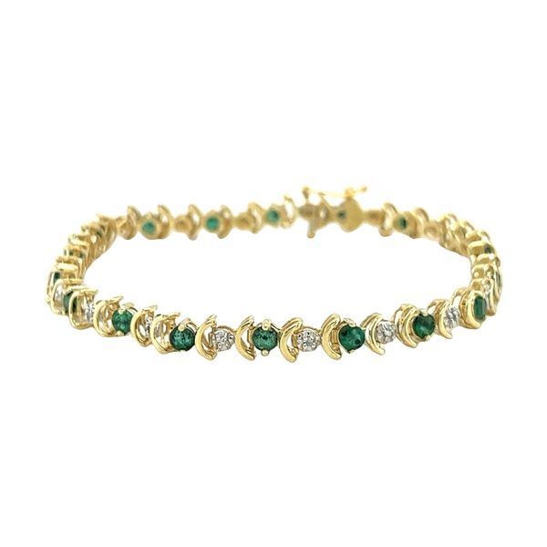 Estate 10 Karat Yellow Gold Emerald and Diamond Tennis Bracelet Toner Jewelers Overland Park, KS