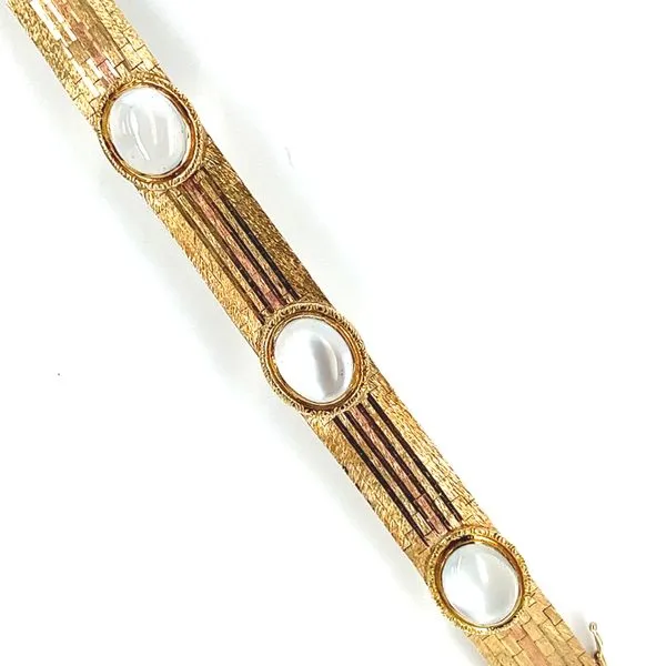Estate 14 Karat Yellow and Rose Gold Moonstone Bracelet Image 2 Toner Jewelers Overland Park, KS