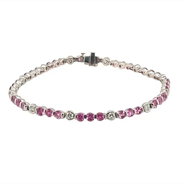 Estate Platinum Pink Sapphire and Diamond Tennis Bracelet Toner Jewelers Overland Park, KS